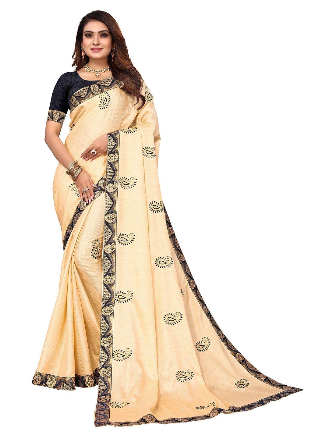 nimayaa  paisley embroidered pure silk saree