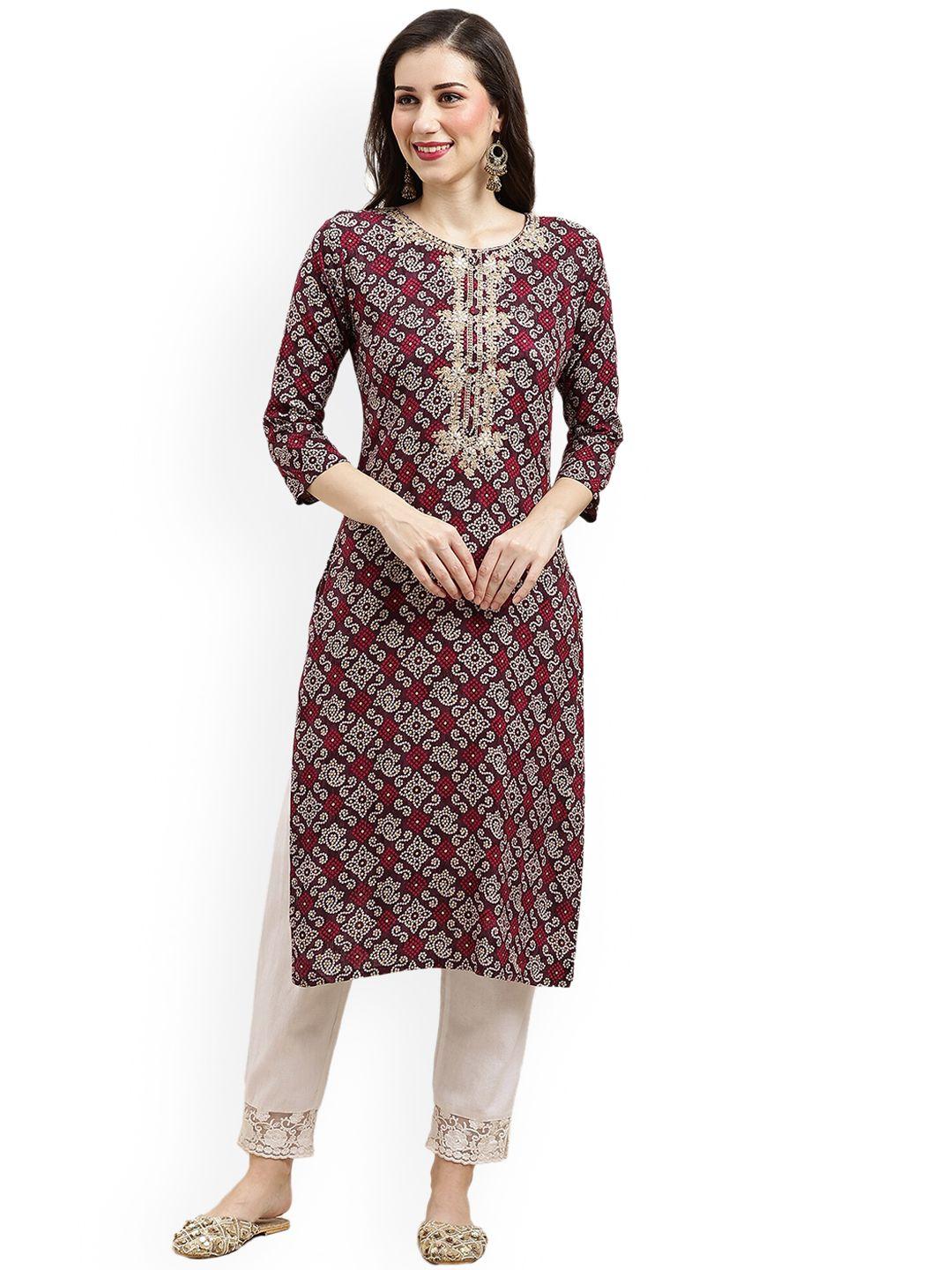 nimayaa bandhani printed gotta patti straight kurta