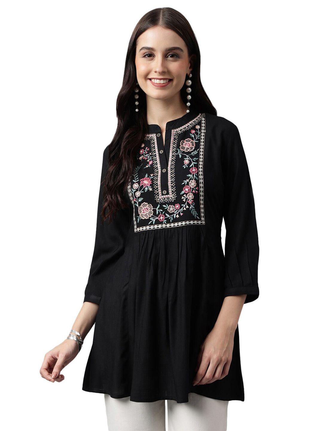 nimayaa black floral print top