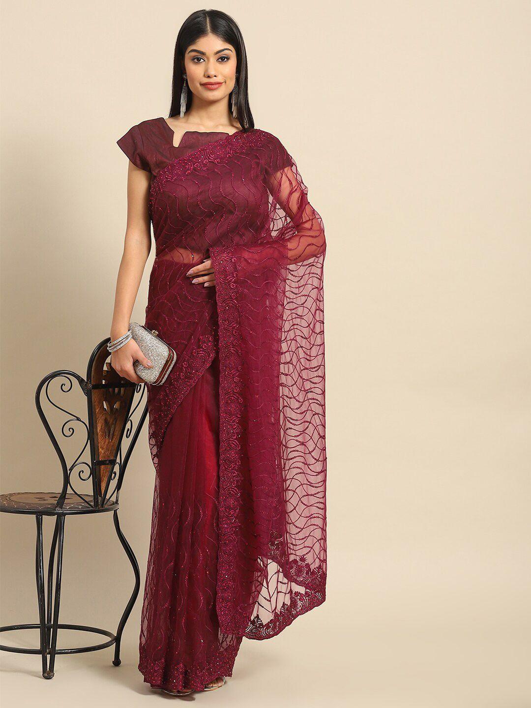 nimayaa embroidered net saree