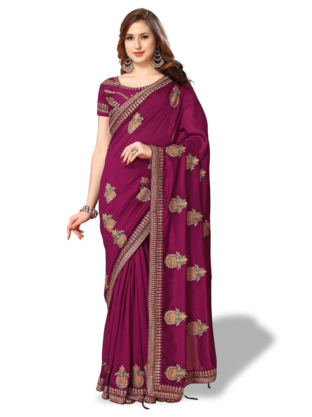 nimayaa ethnic motifs embroidered chinon saree