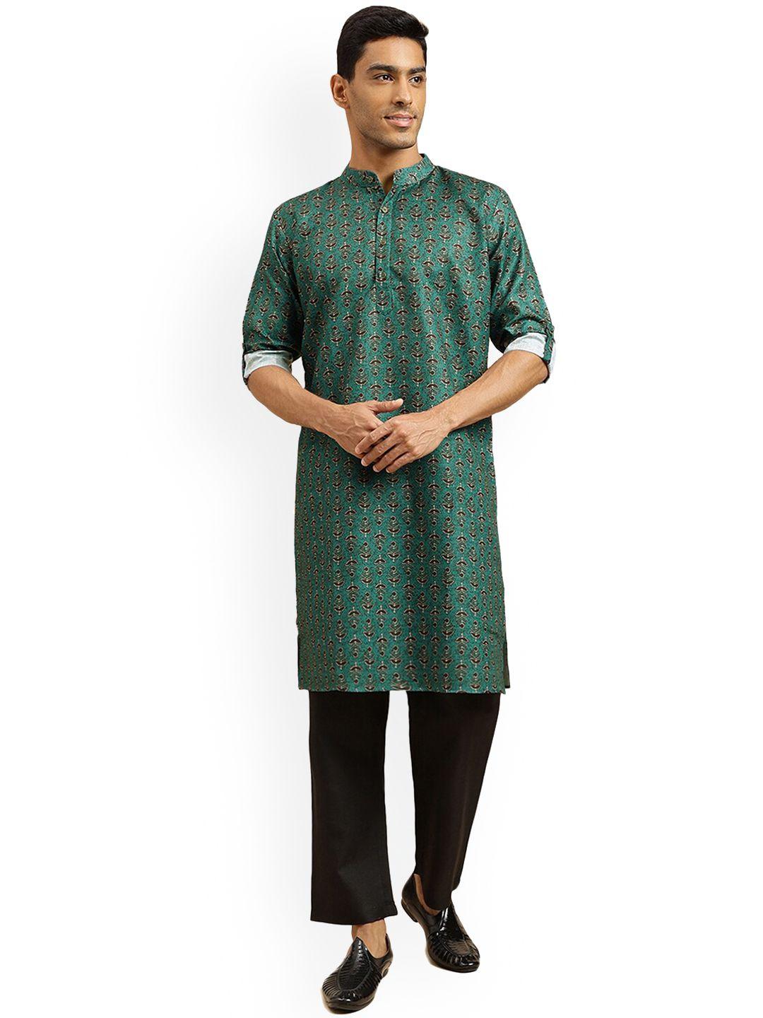 nimayaa ethnic motifs printed pure cotton kurta with trousers