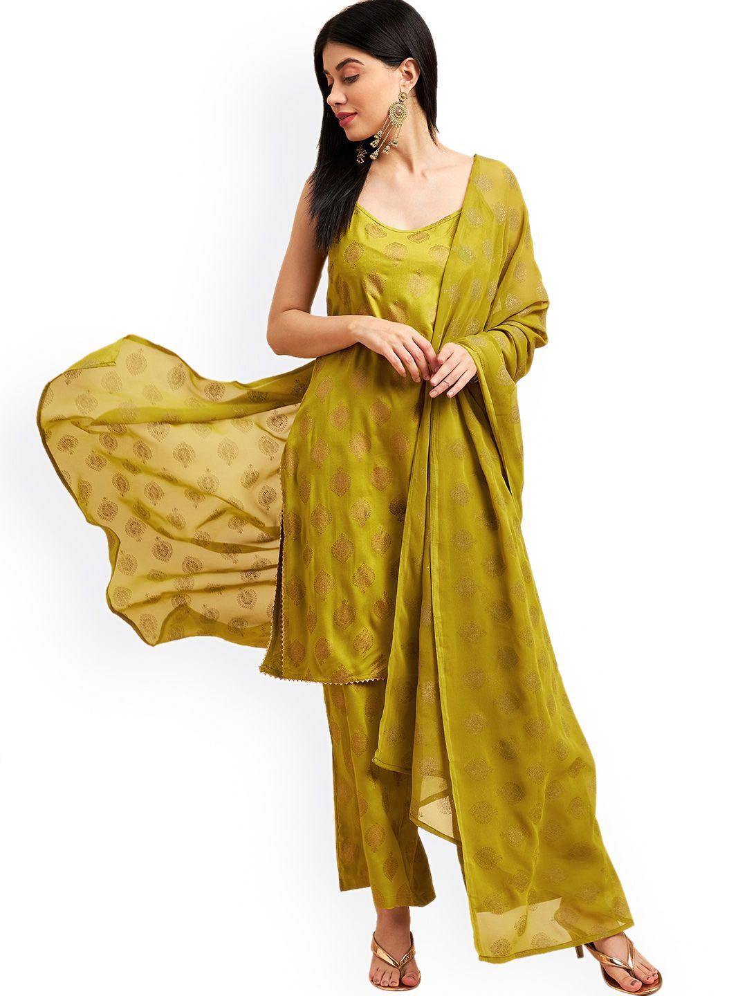 nimayaa ethnic motifs printed regular kurta with palazzos & dupatta