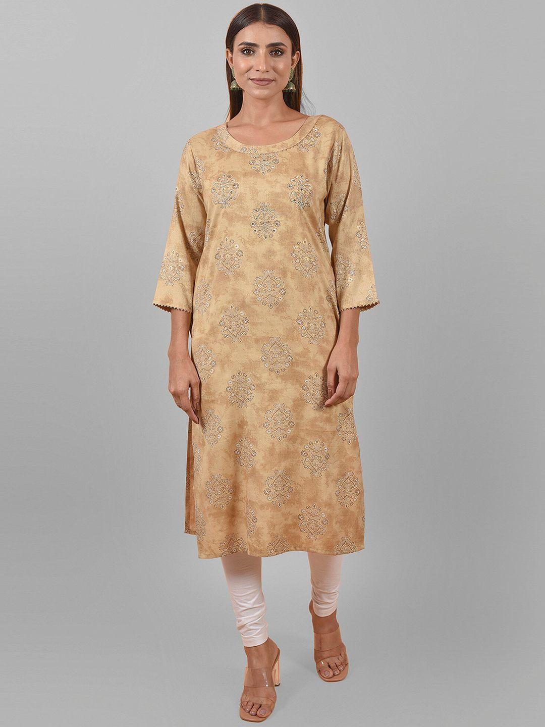 nimayaa ethnic motifs printed straight fit cotton kurta