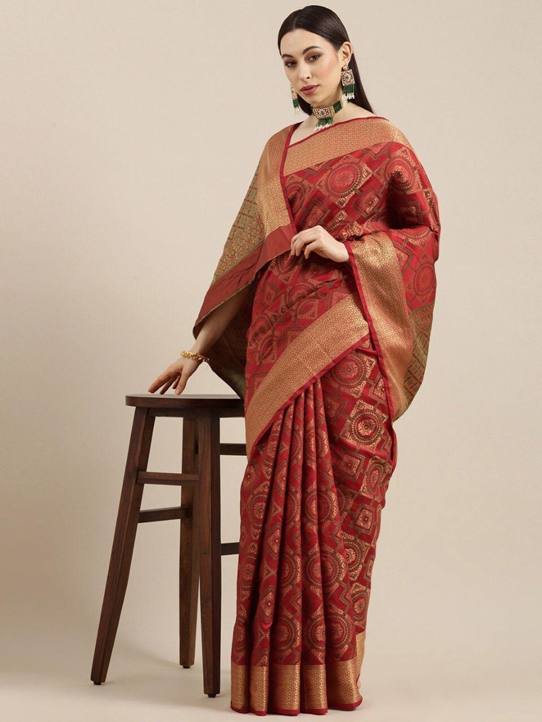 nimayaa ethnic motifs woven design zari kanjeevaram saree