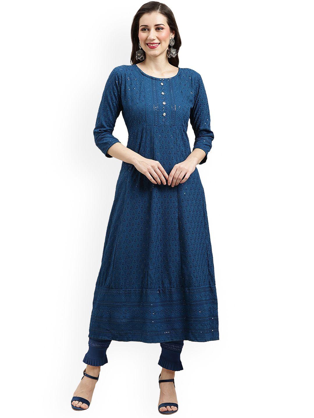 nimayaa floral embroidered chikankari a-line kurta