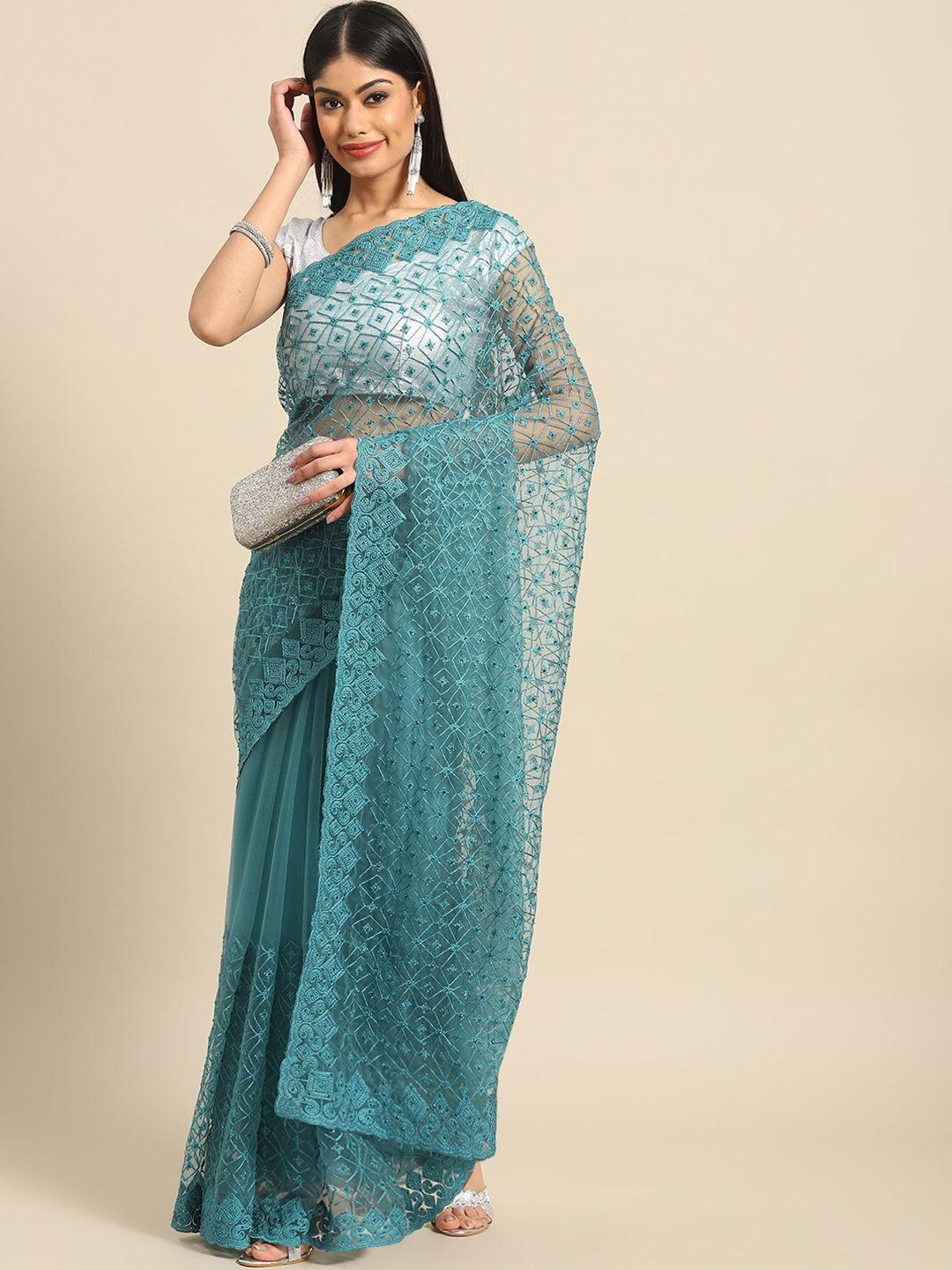 nimayaa floral embroidered net saree