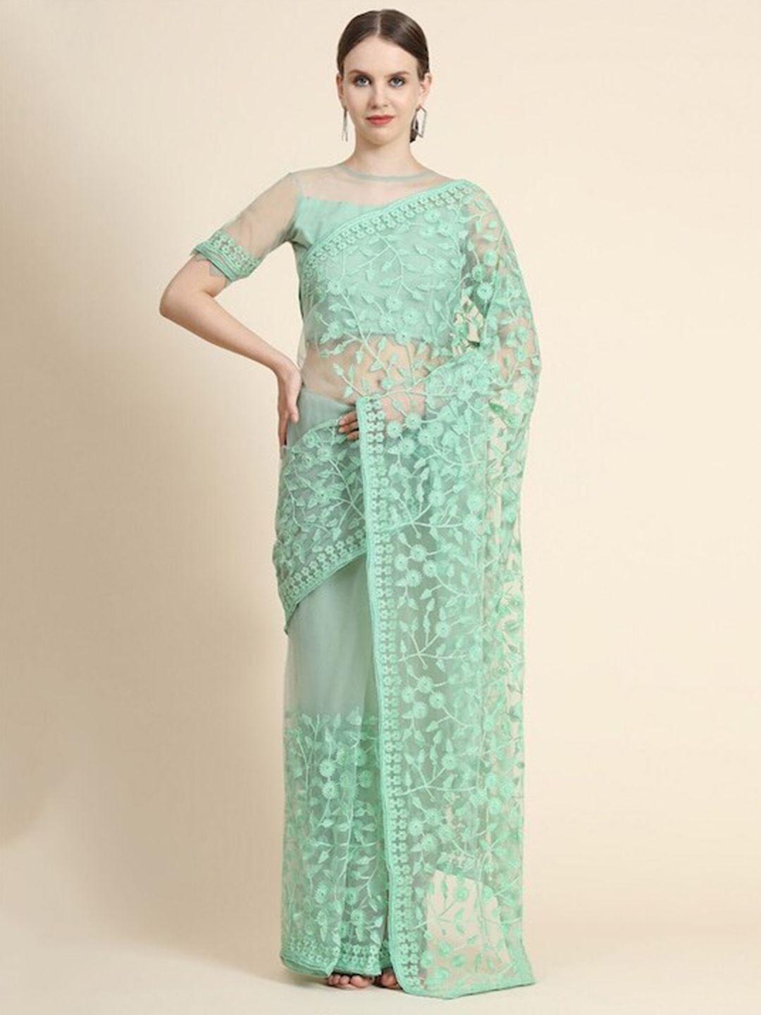 nimayaa floral embroidered net saree