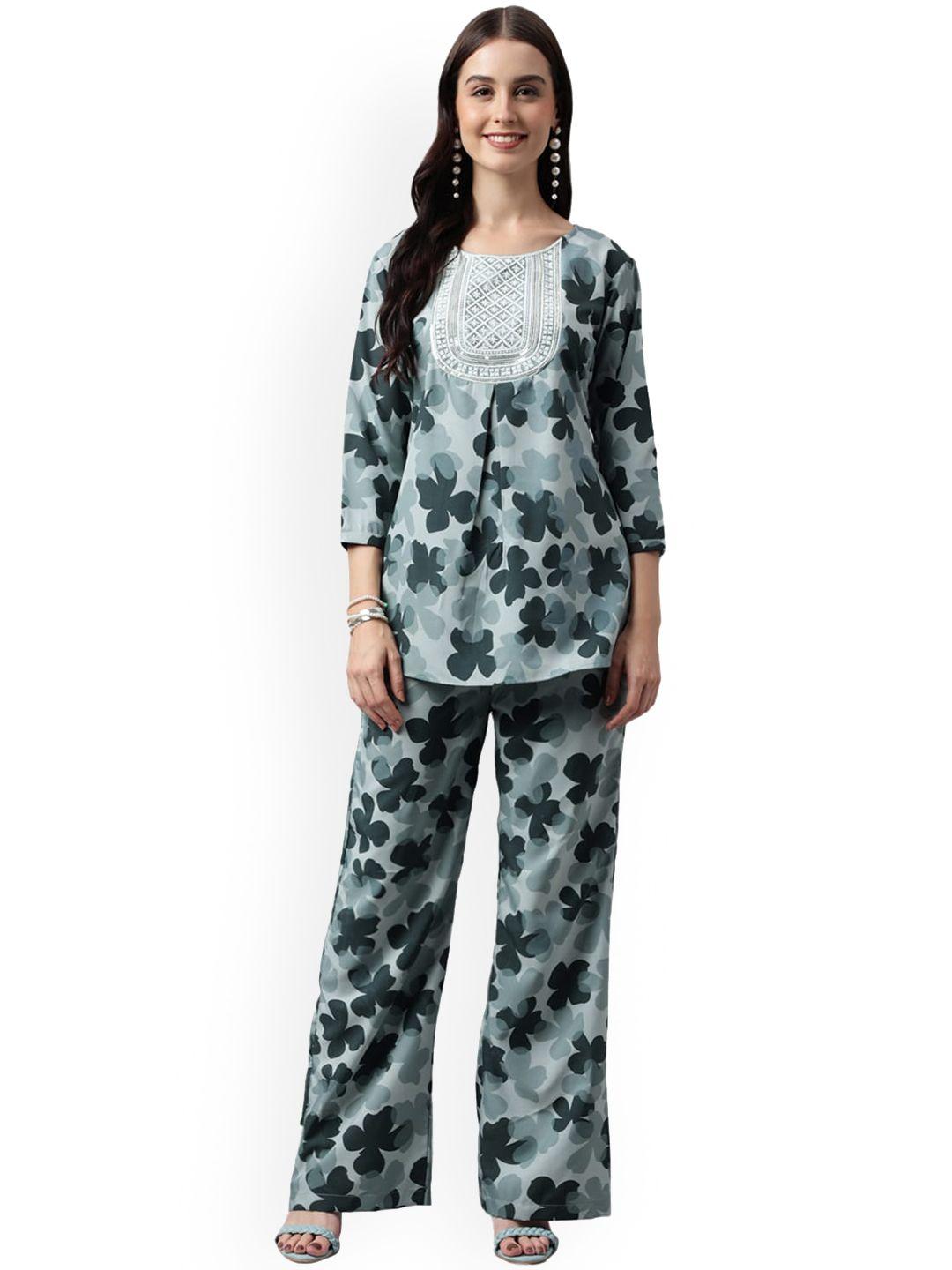 nimayaa floral printed tunic with trouser
