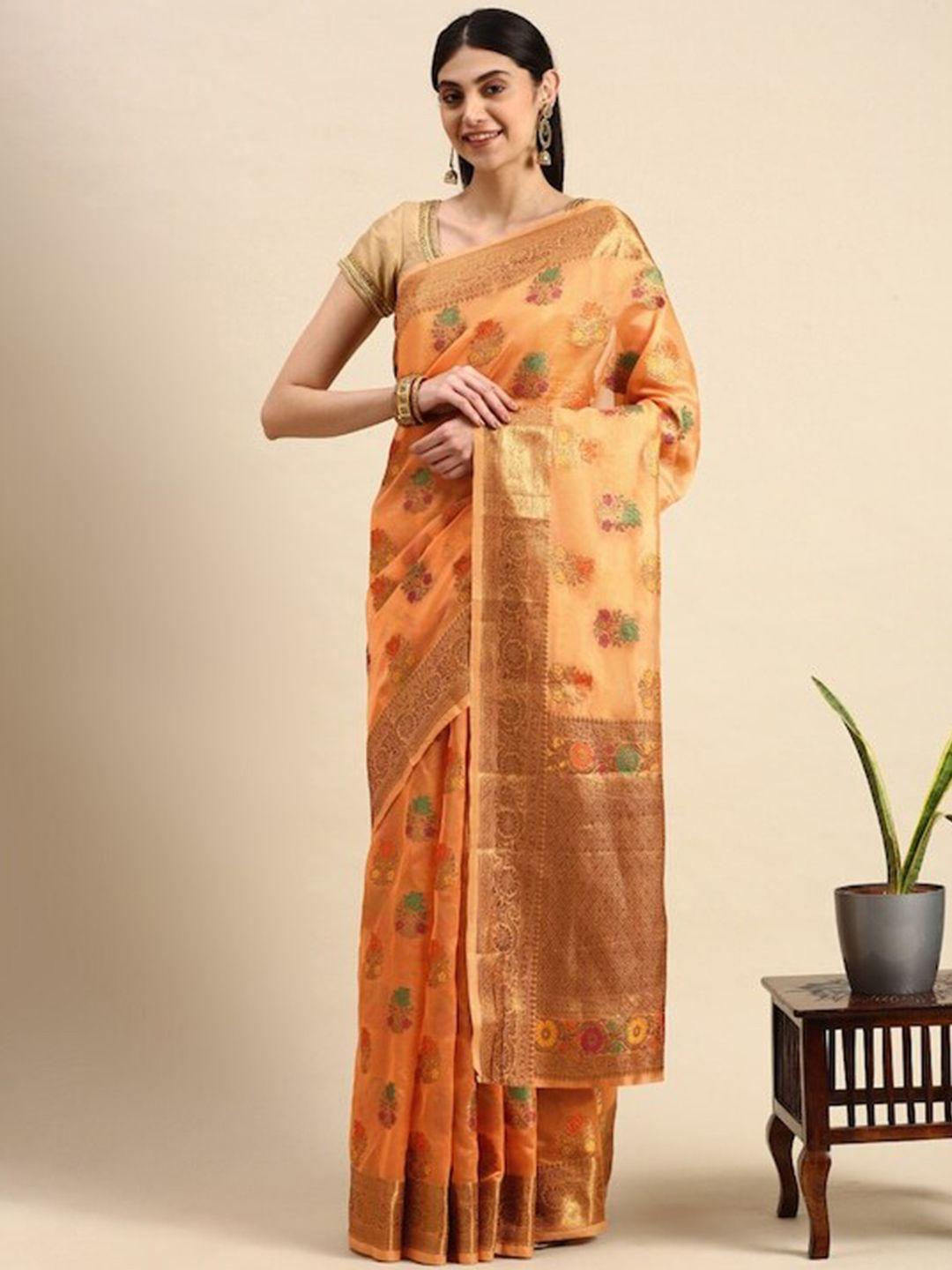 nimayaa floral woven design zari organza saree