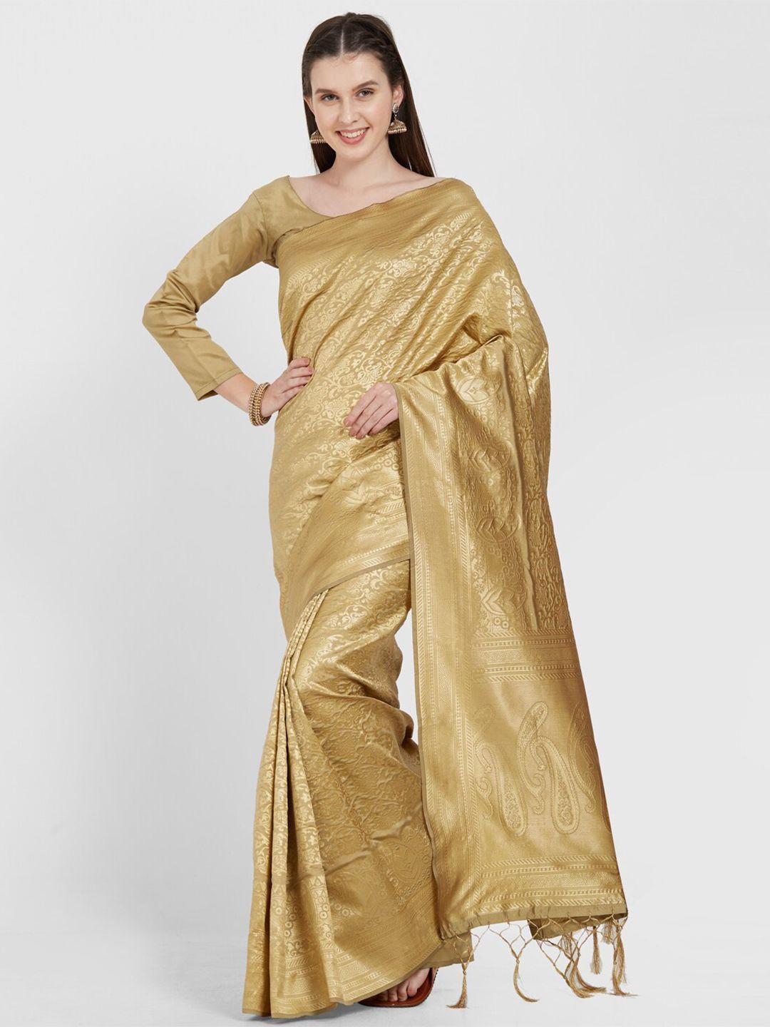 nimayaa gold-toned woven design zari silk blend heavy work saree