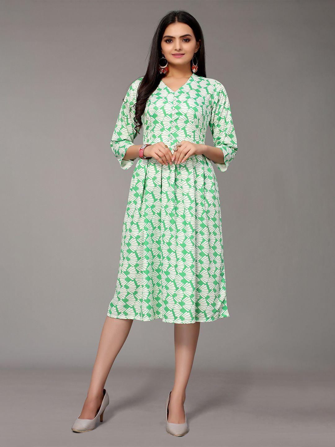 nimayaa green floral crepe dress
