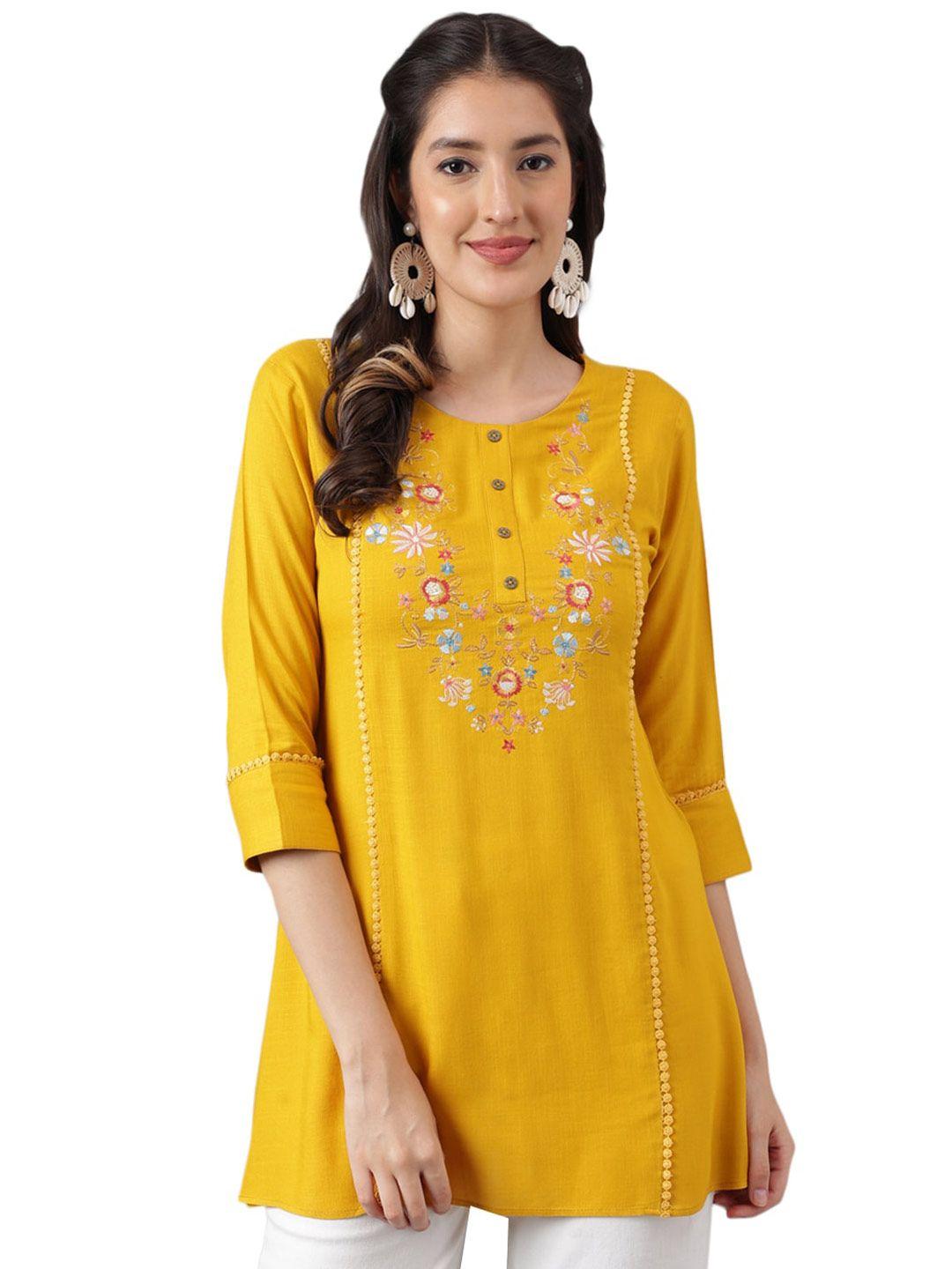 nimayaa mustard yellow floral top