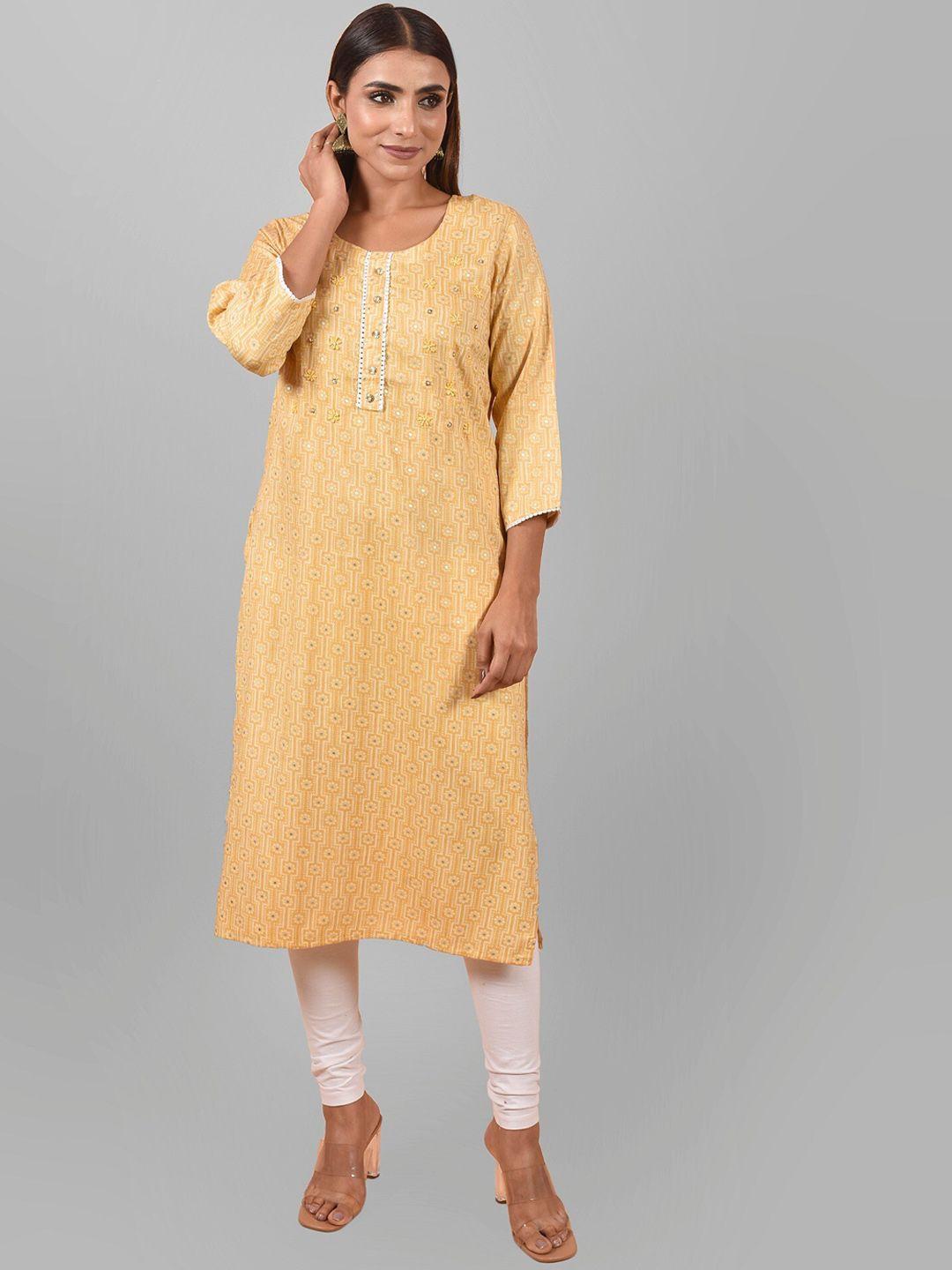 nimayaa printed geometric round neck kurta