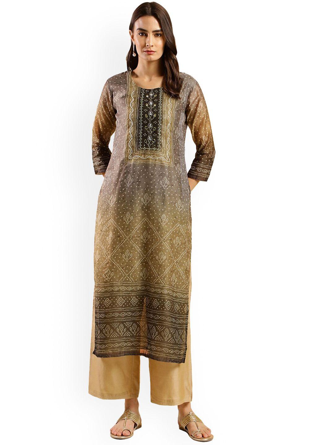 nimayaa round neck floral printed kurta