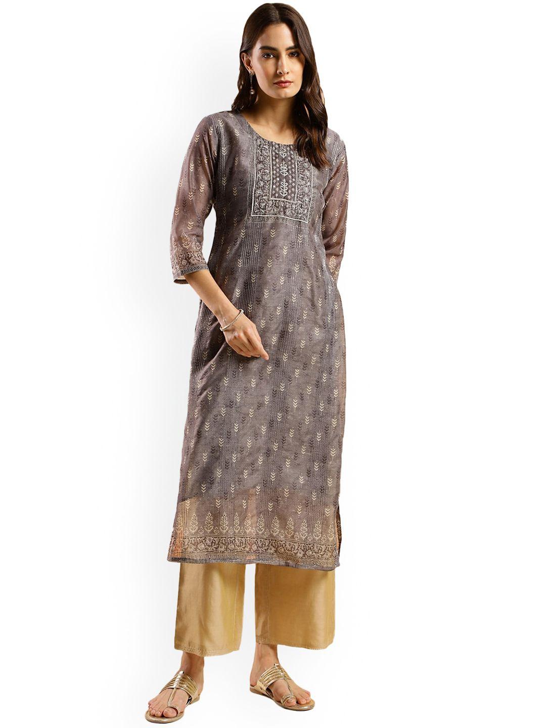 nimayaa round neck thread work kurta