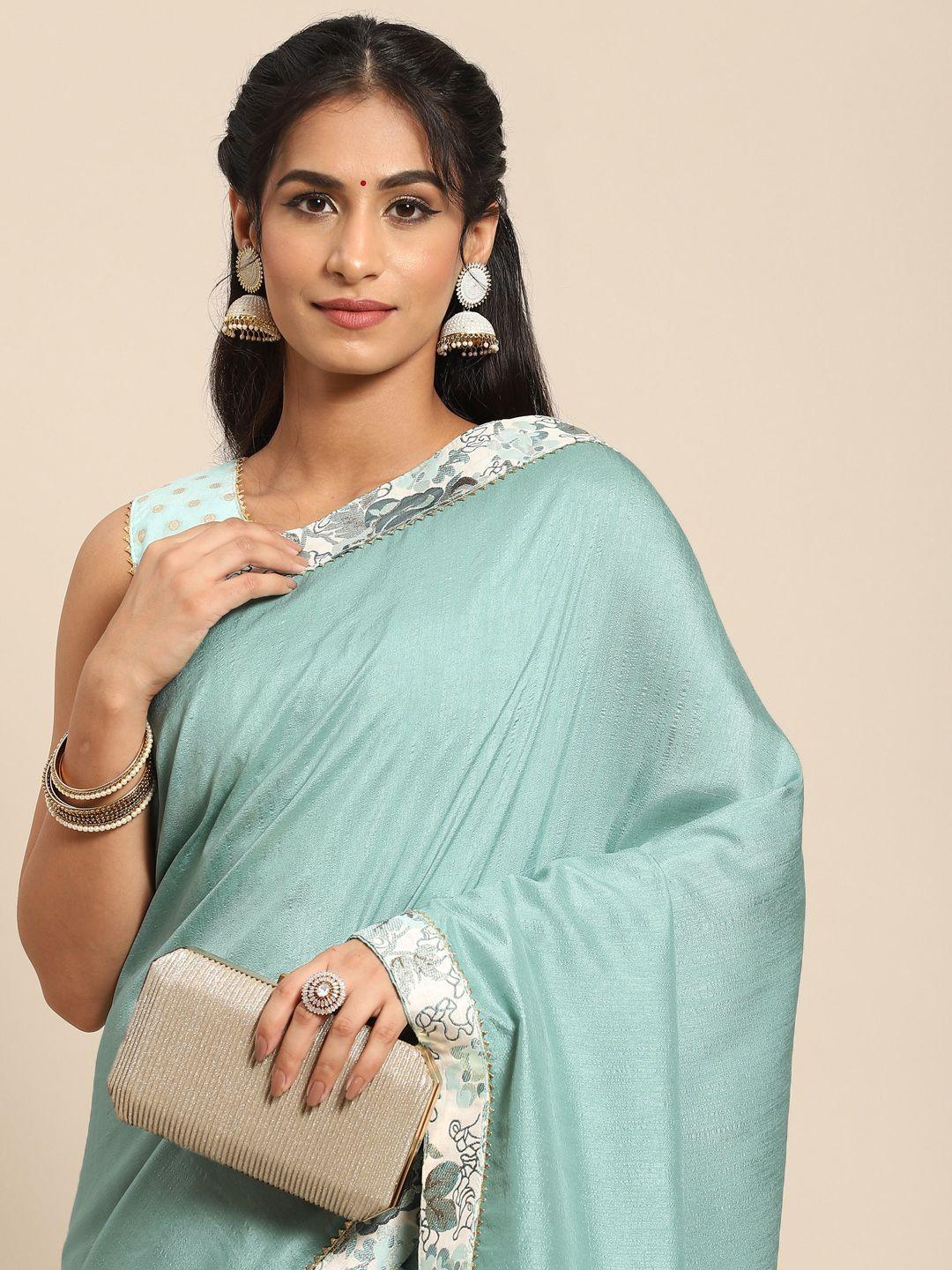 nimayaa sea green solid gotta patti saree