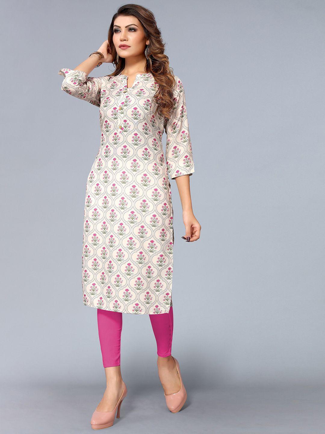 nimayaa women white floral printed gotta kurta