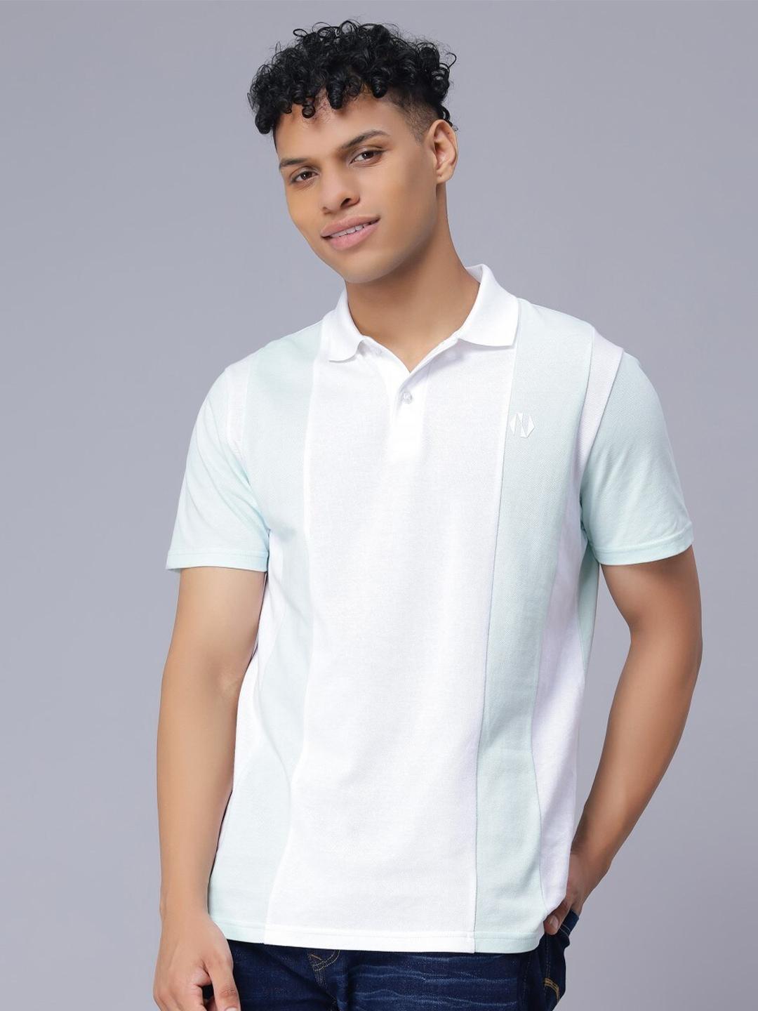 nimble colourblocked polo collar pure cotton t-shirt