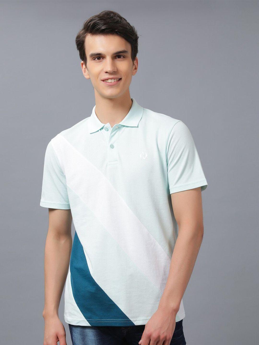 nimble polo collar colourblocked pure cotton t-shirt