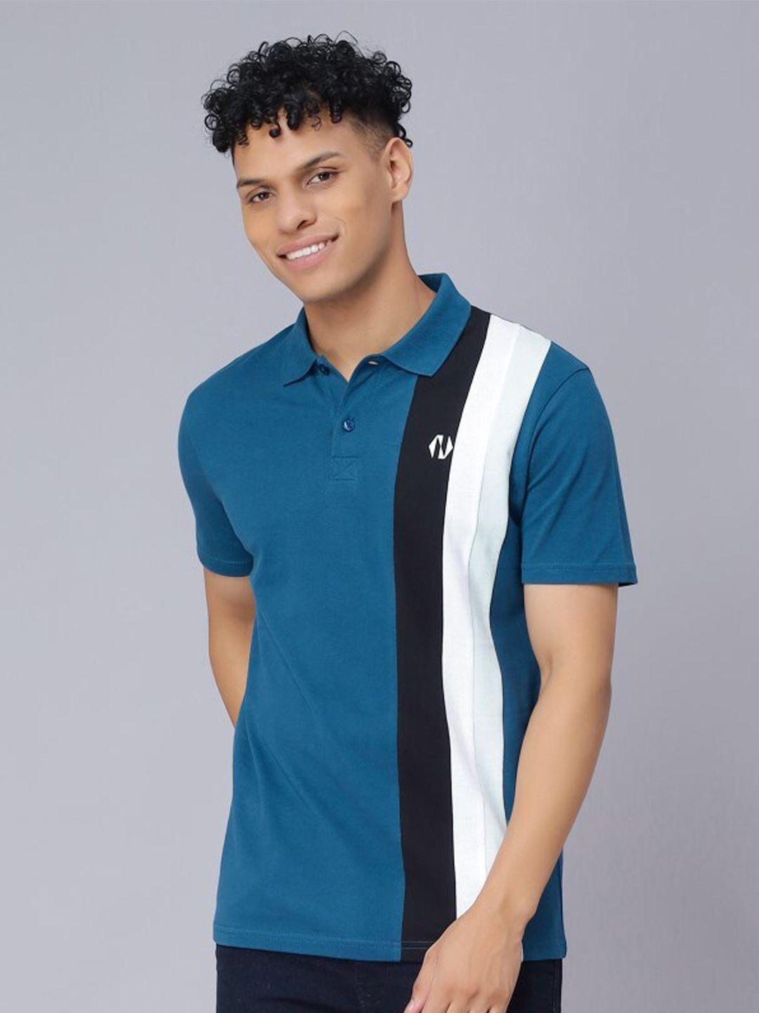 nimble polo collar striped pure cotton t-shirt