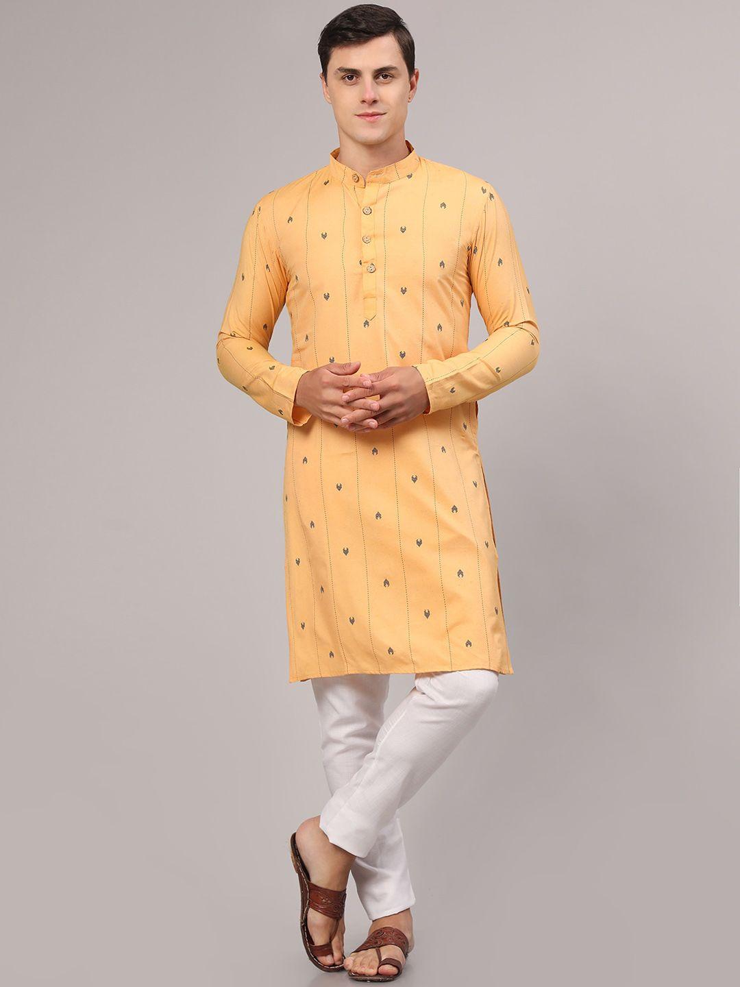 nimidiya ethnic woven design regular pure cotton kurta with pyjamas
