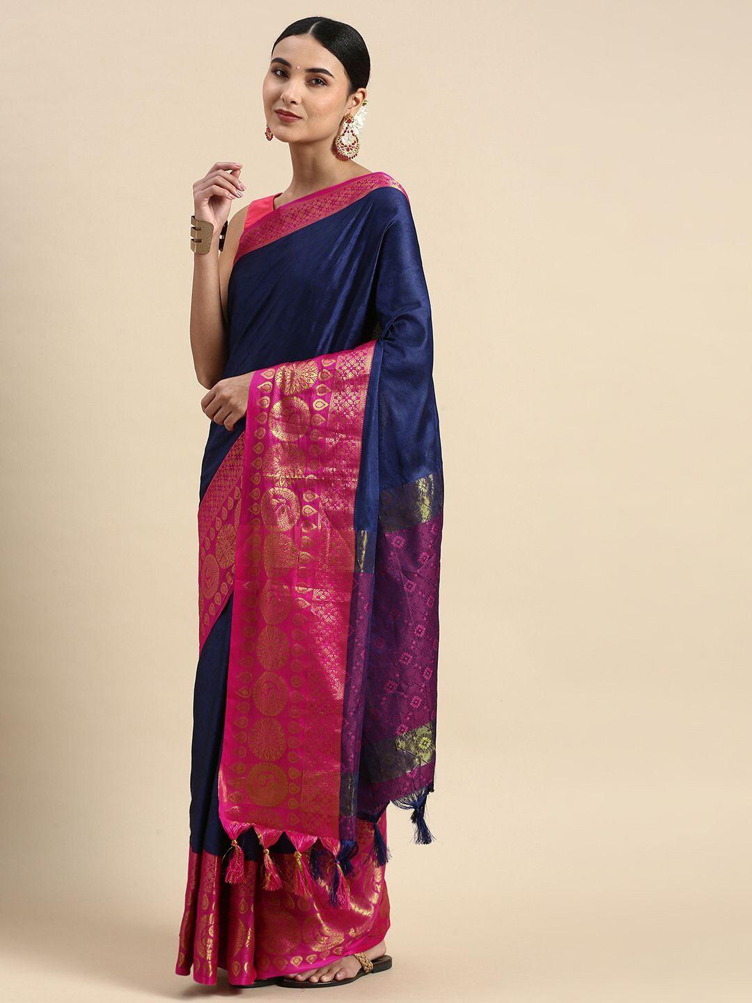 nimidiya floral woven design zari silk cotton saree