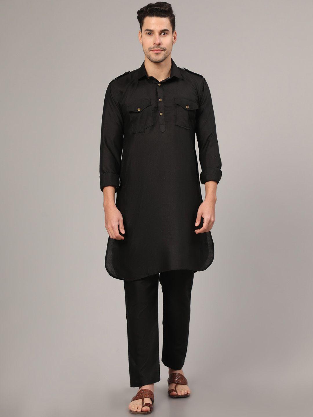 nimidiya shirt collar pure cotton pathani kurta with pyjamas