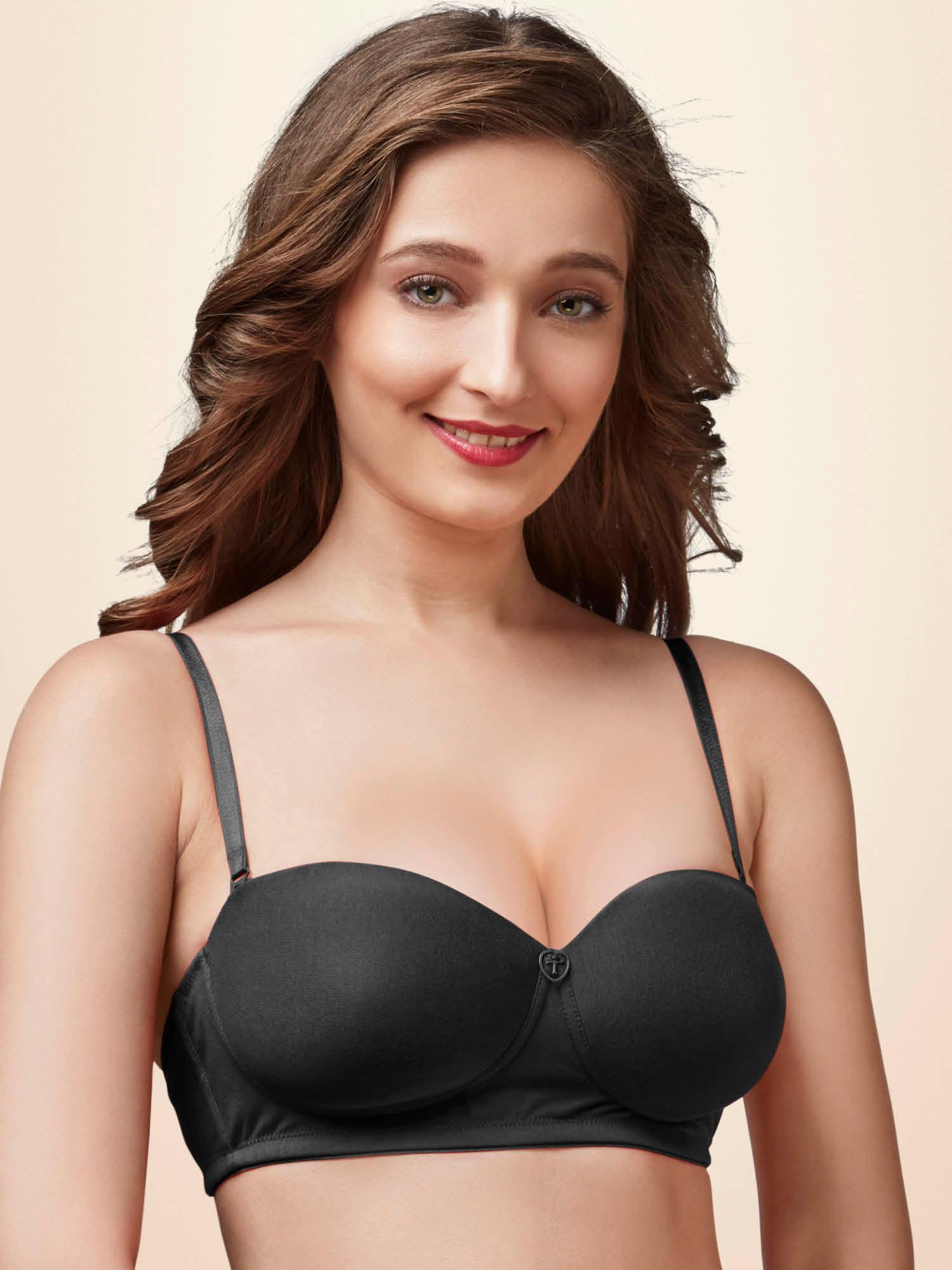 nina women detachable strap non wired padded bra - black