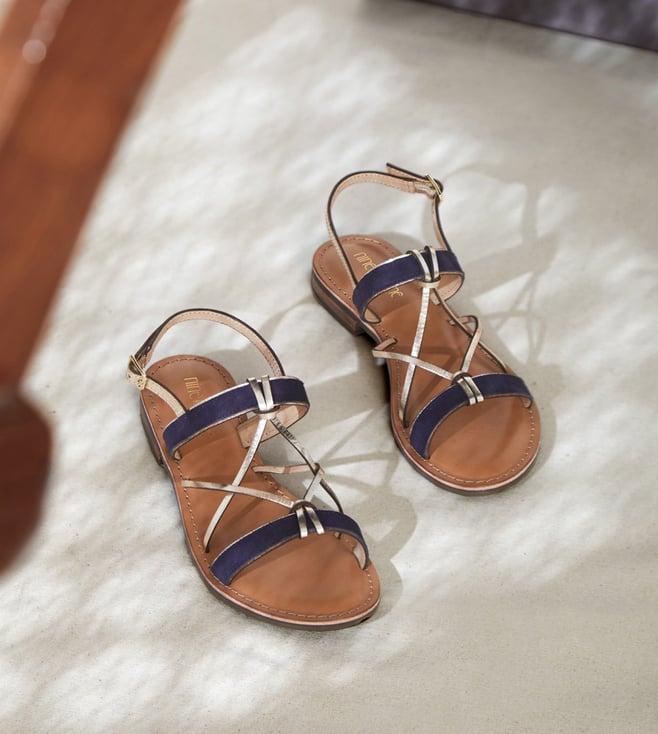 nine by janine navy & gold arawan sandals