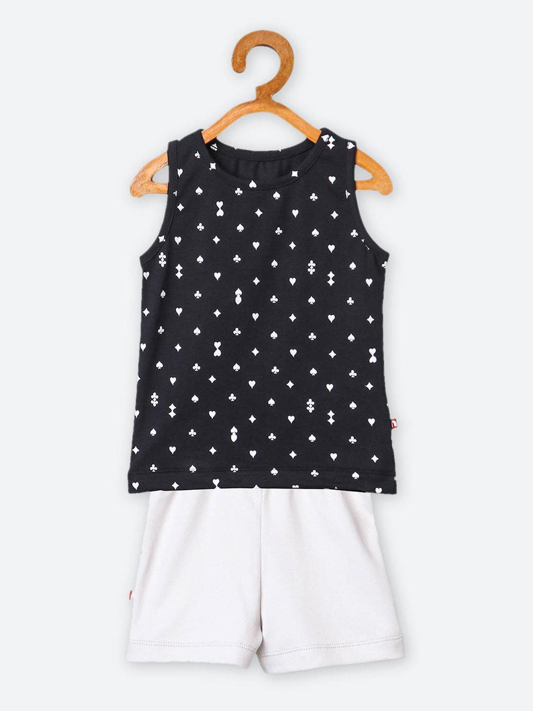 nino bambino infant black & white printed organic cotton t-shirt with shorts