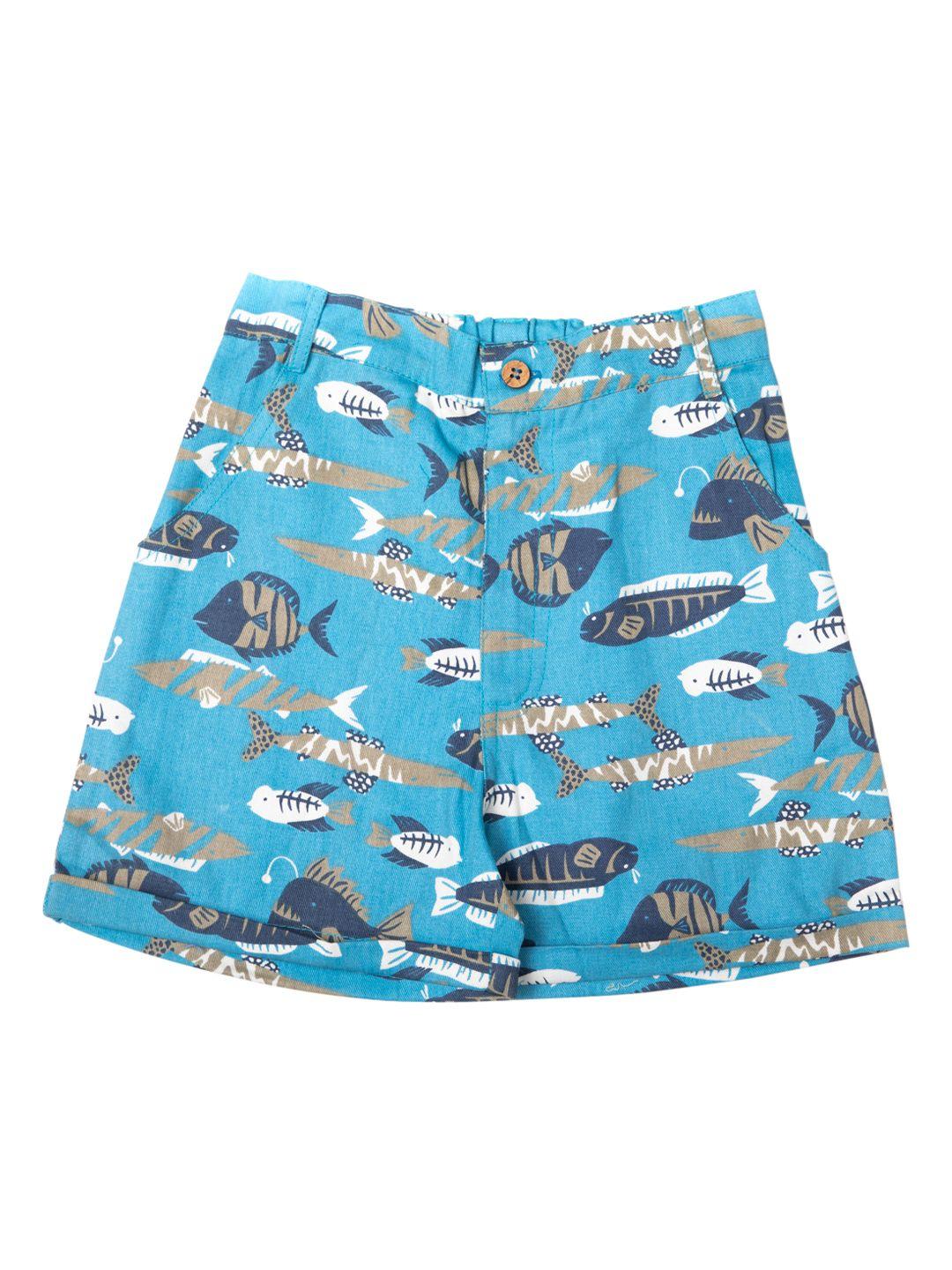 nino bambino boys blue conversational printed regular shorts