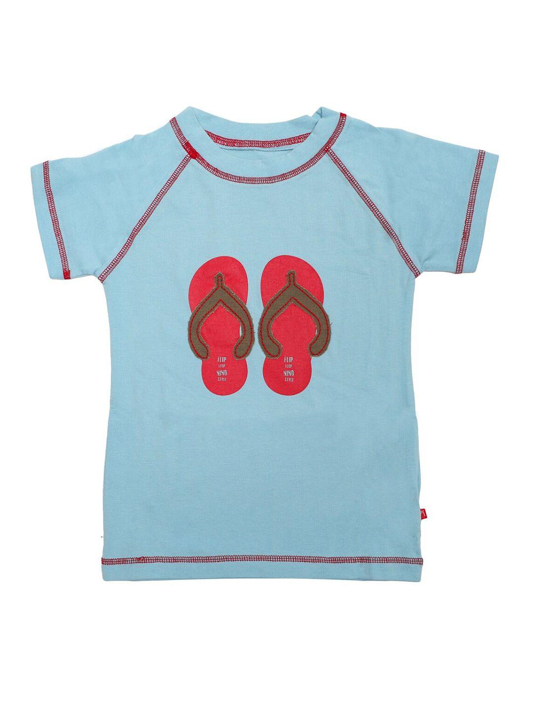 nino bambino boys blue printed organic cotton applique t-shirt