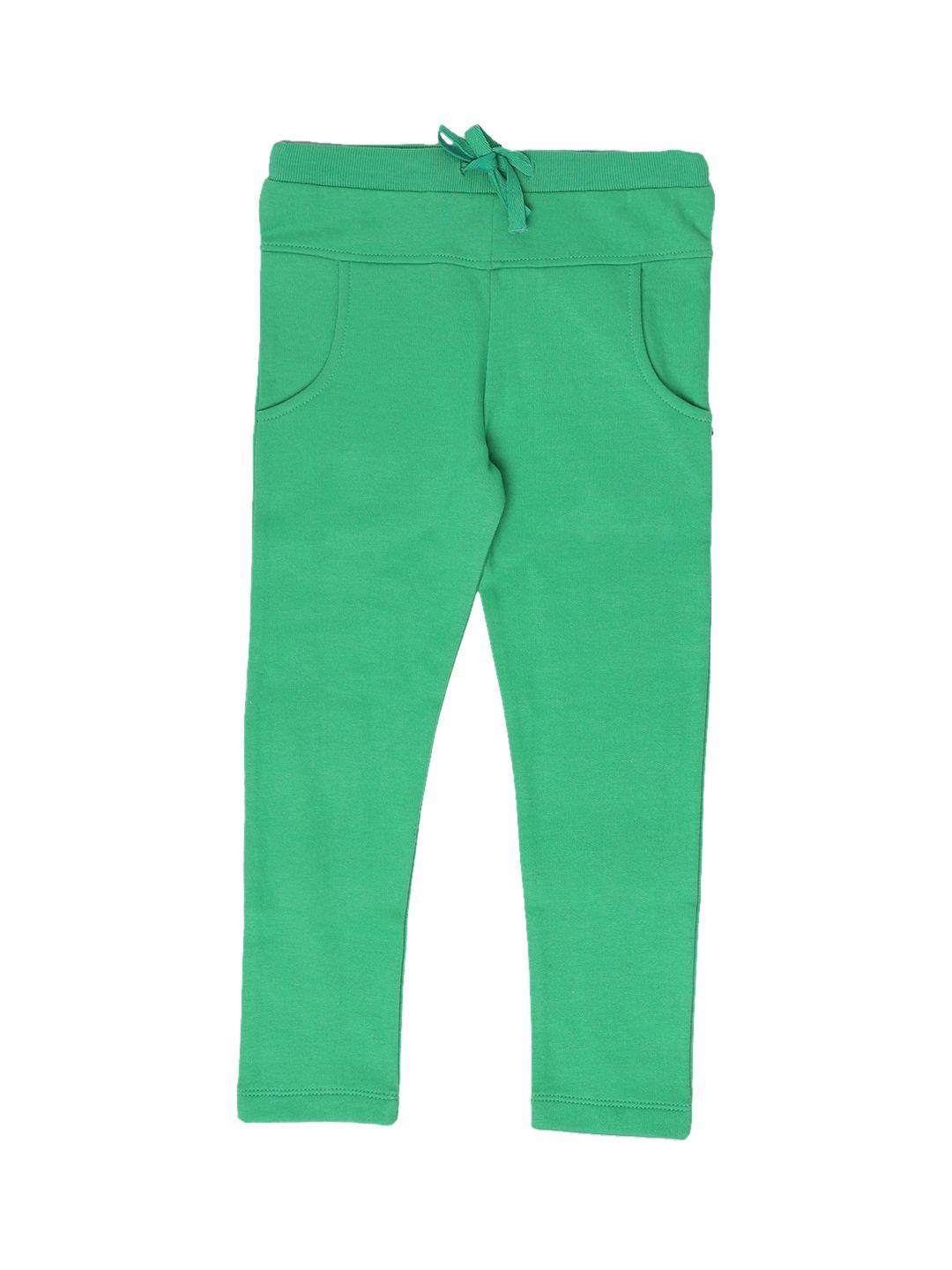 nino bambino boys green solid cotton track pant