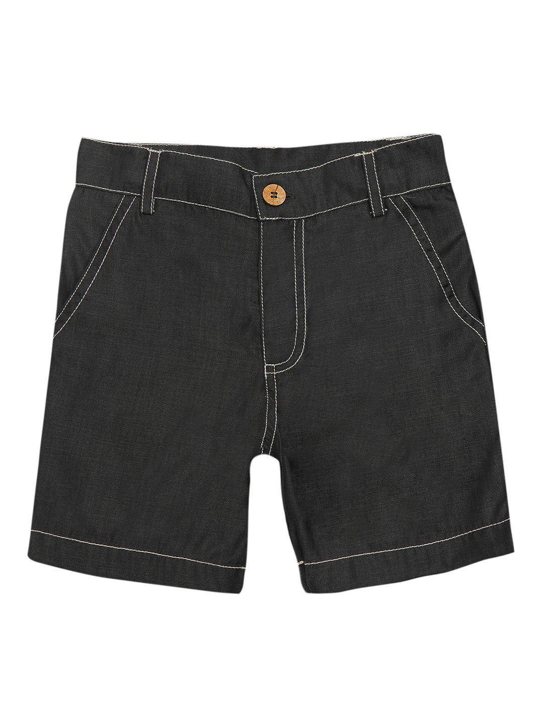 nino bambino boys grey organic cotton solid regular fit sustainable denim shorts