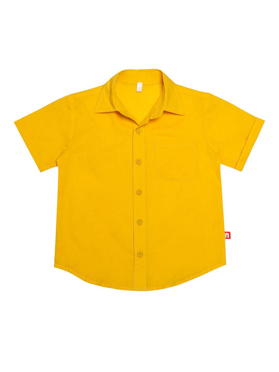 nino bambino boys mustard regular fit solid casual shirt