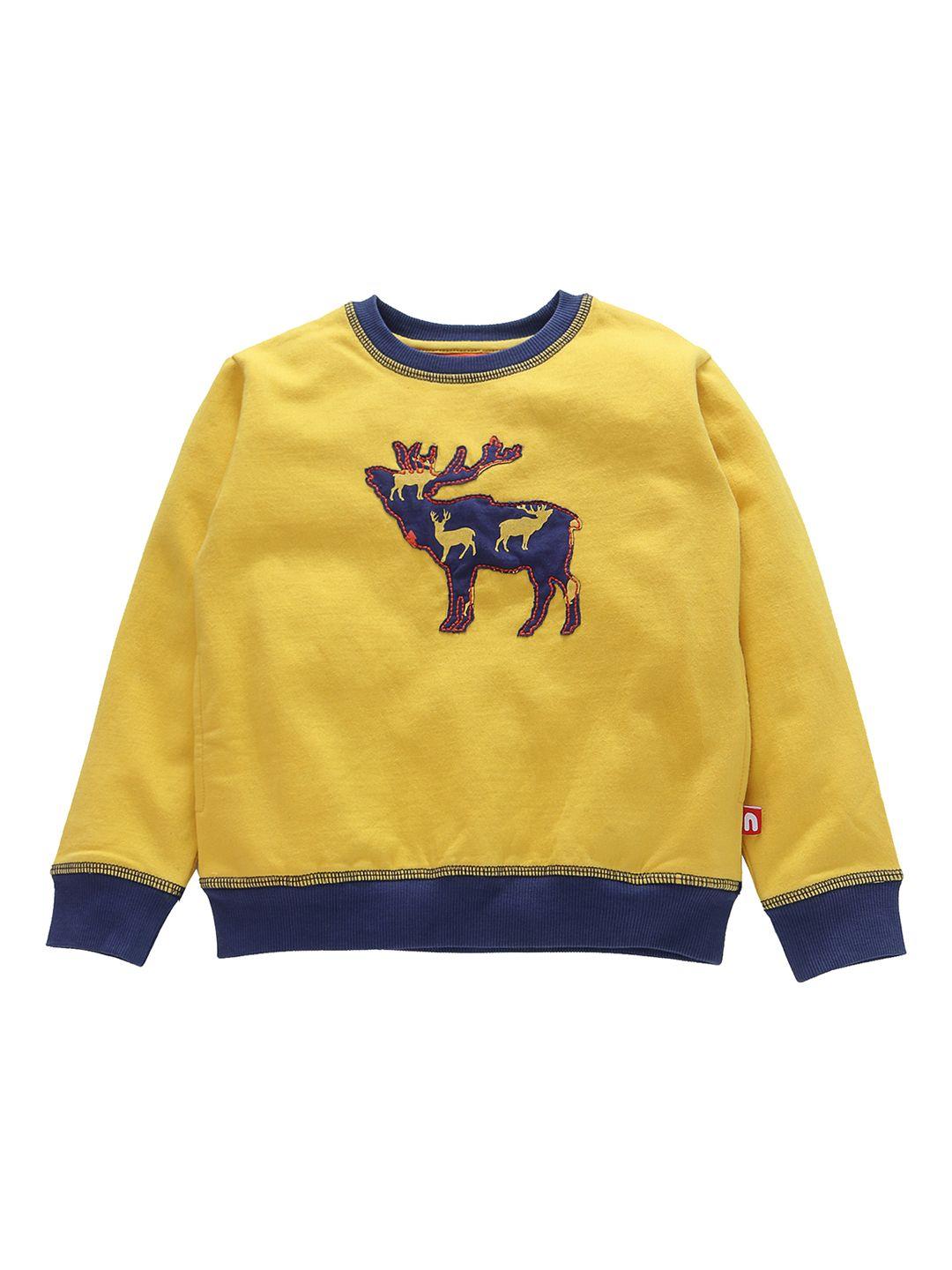 nino bambino boys organic cotton yellow self design sweatshirt