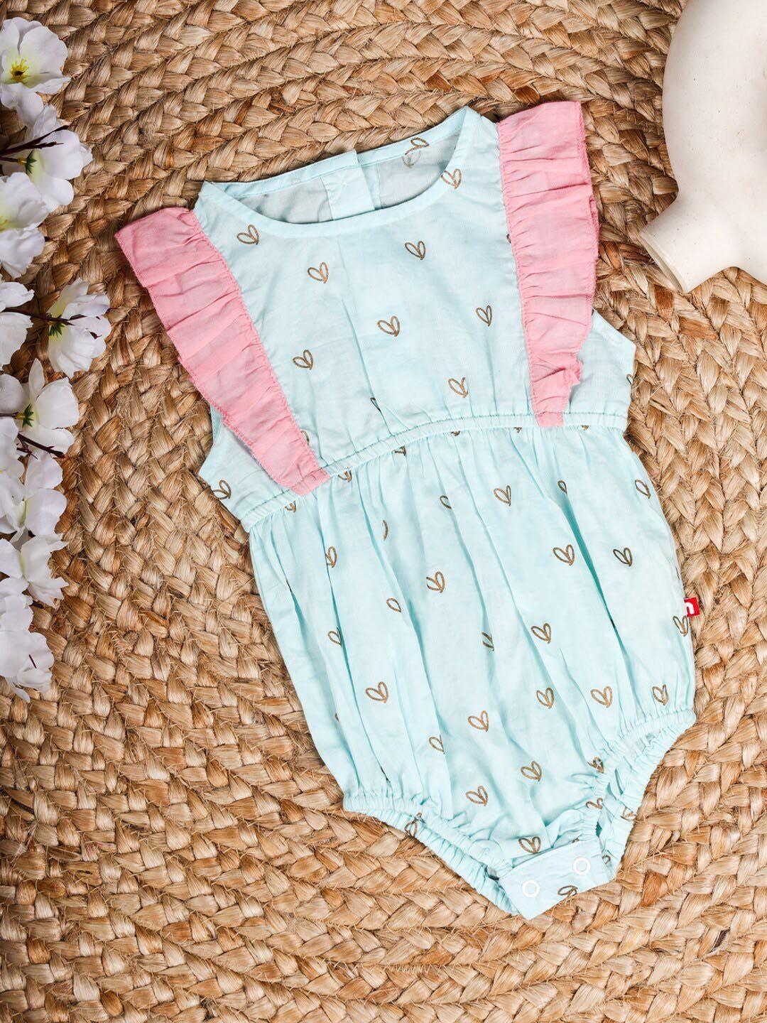 nino bambino infant girls organic cotton printed sleeveless ruffled rompers
