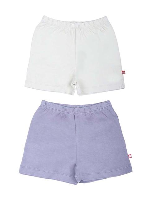 nino bambino kids blue & white cotton regular fit shorts (pack of 2)