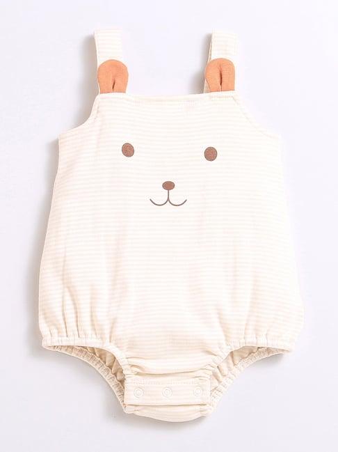 nino bambino kids cream striped bodysuit