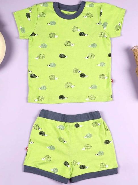nino bambino kids green & blue cotton printed t-shirt set