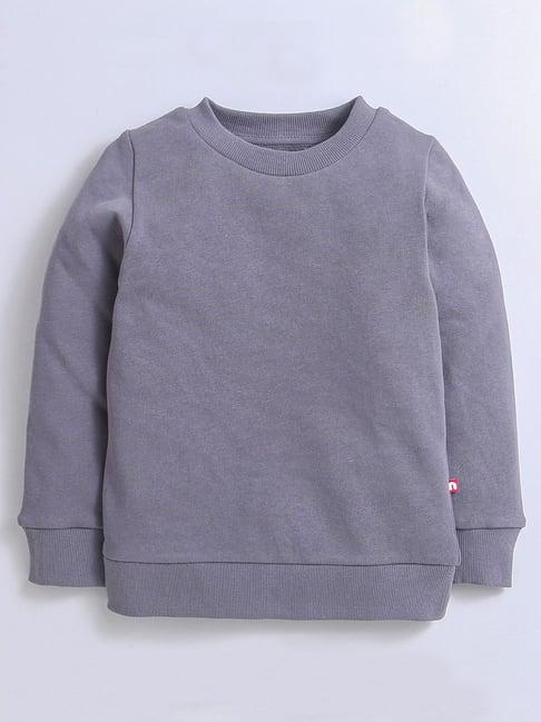 nino bambino kids grey solid full sleeves sweatshirt