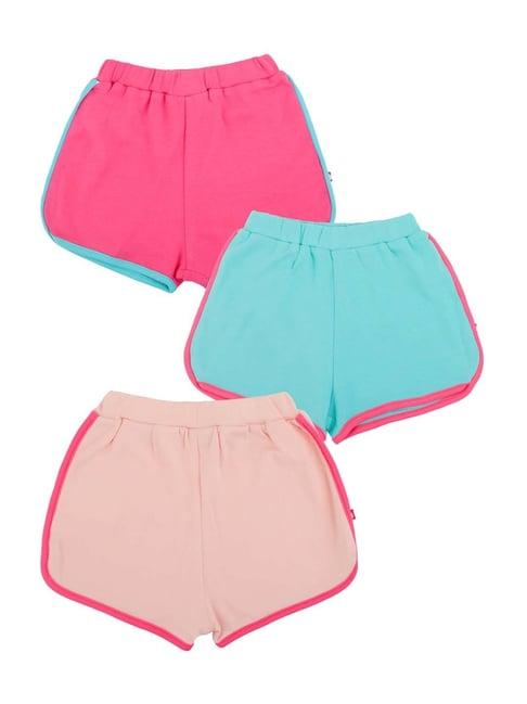 nino bambino kids multicolor cotton regular fit shorts (pack of 3)