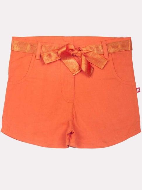 nino bambino kids orange cotton regular fit shorts