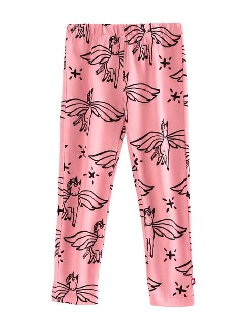 nino bambino kids pink organic cotton printed leggings