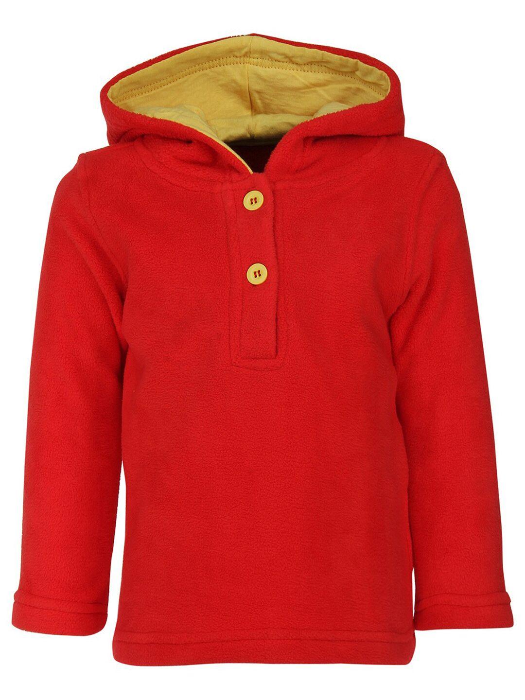 nino bambino kids red solid hooded sweatshirt