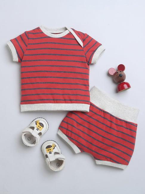 nino bambino kids red striped t-shirt with shorts