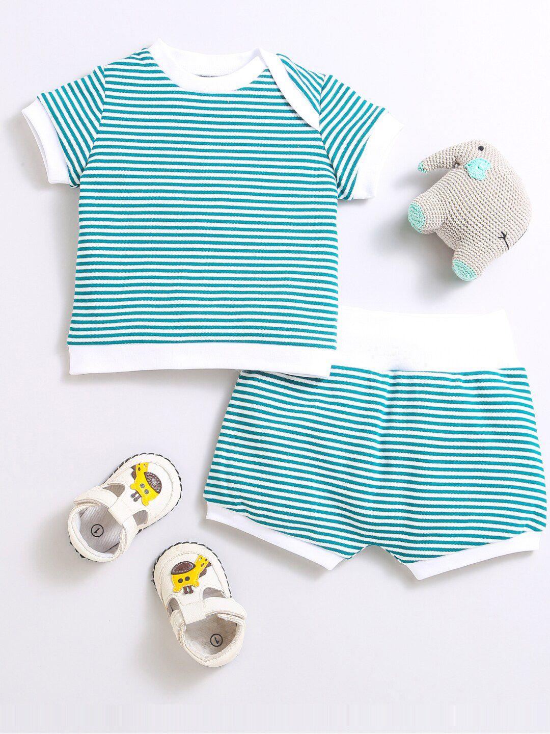 nino bambino kids striped pure cotton t-shirt with shorts