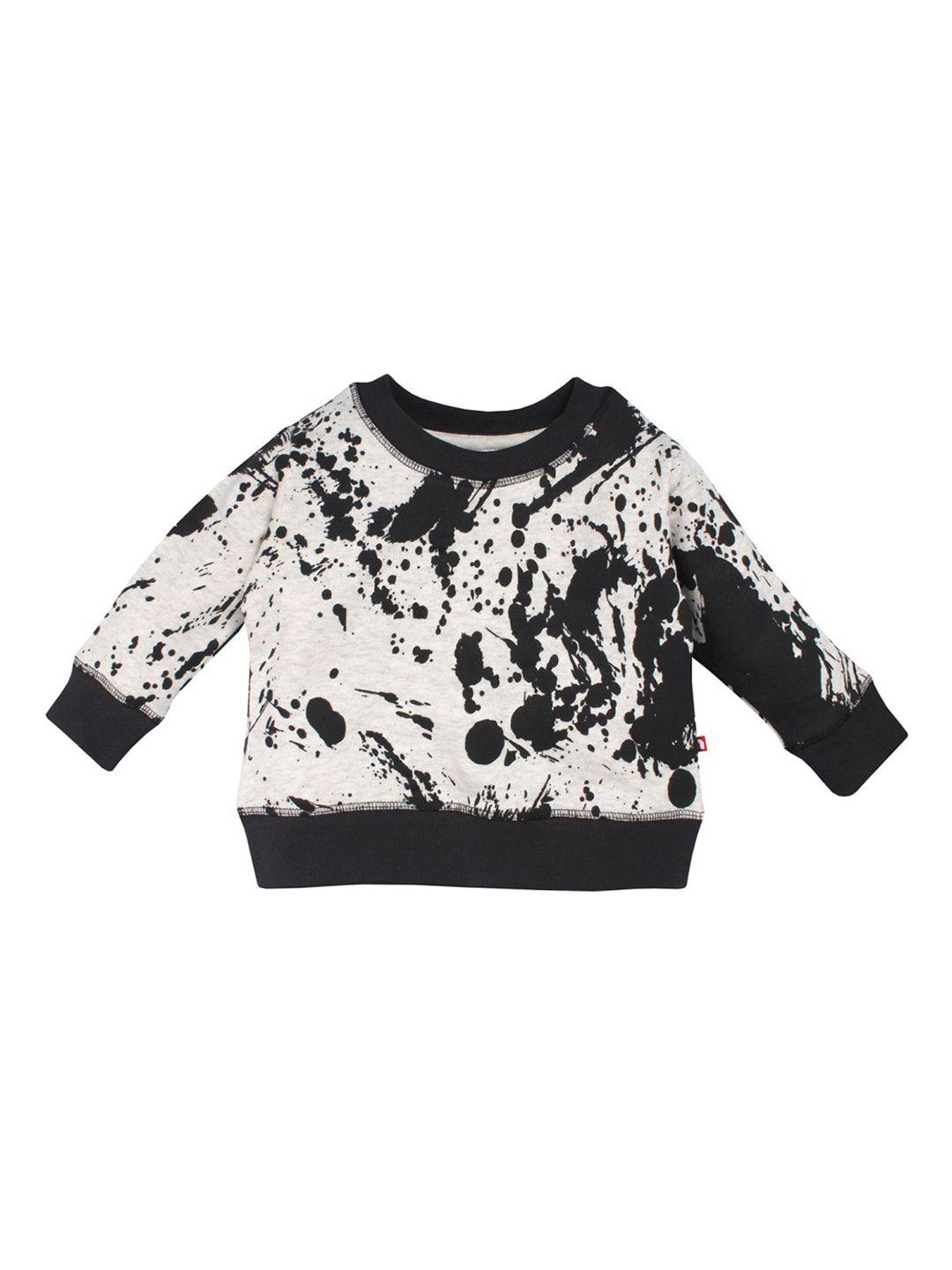 nino bambino unisex organic cotton cream-coloured & black printed sustainable sweatshirt