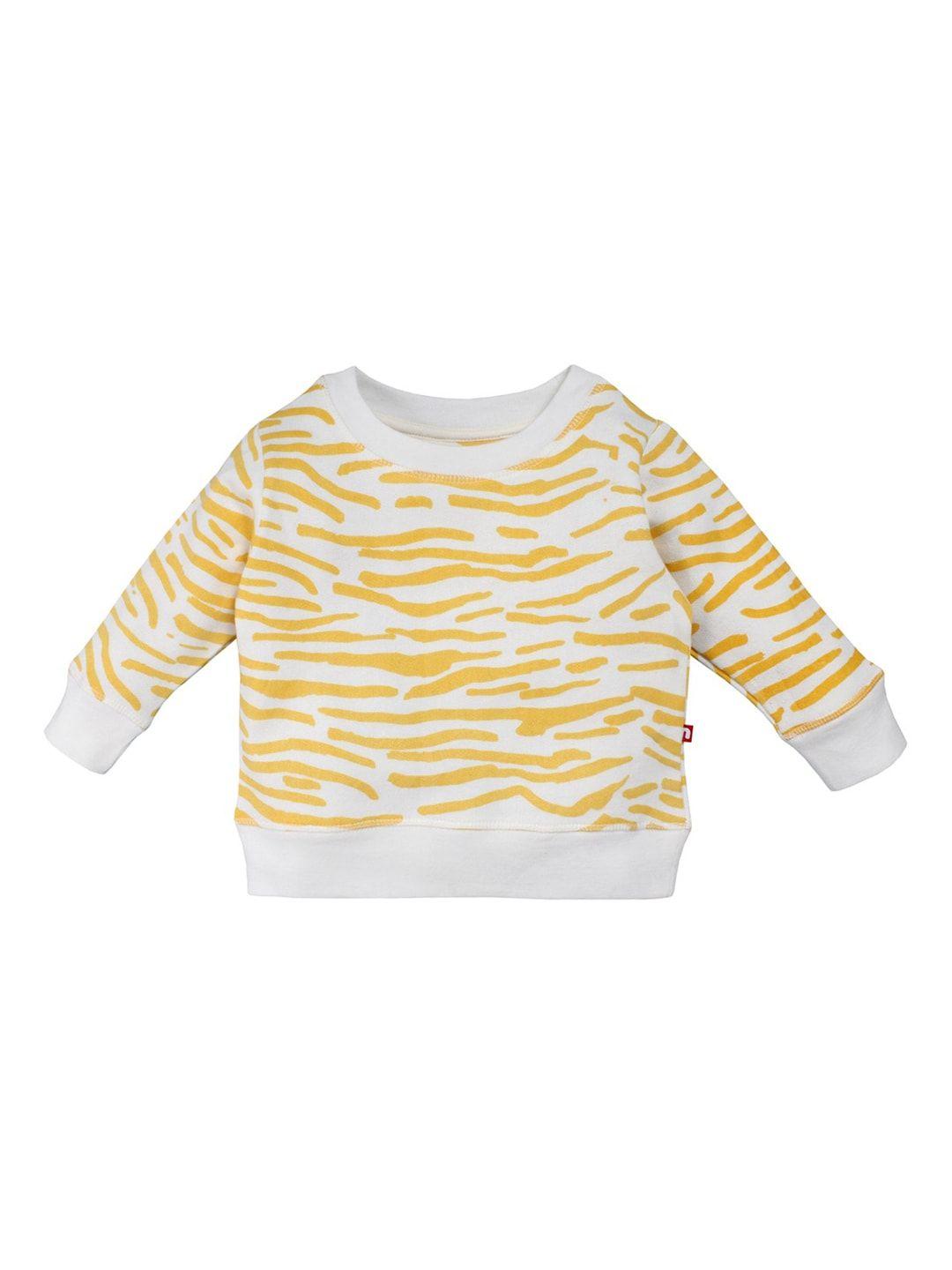nino bambino unisex organic cotton cream-coloured & yellow printed sustainable sweatshirt